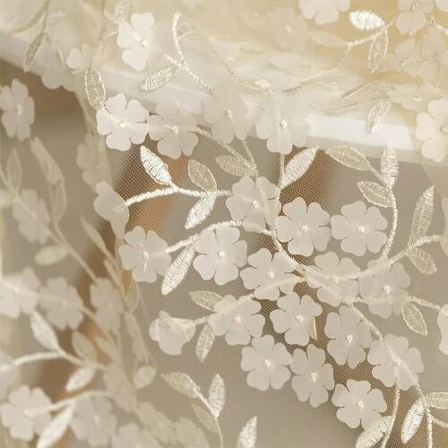 High-grade 3D flower embroidery soft mesh lace fabric wedding dress stage dress designer fabric 2meters/lot 130cm