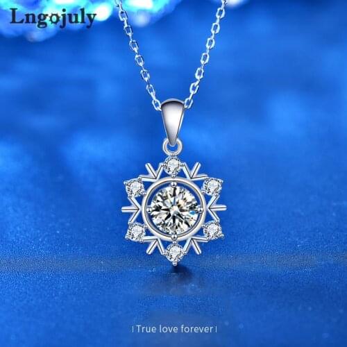 Fine Jewelry Women Necklace 925 Sterling Silver Moissanite Snowflake Pendant Necklace For Women Bride Wedding Party Jewelry Gift