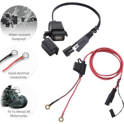 1PC DIY SAE To USB Cable Adapter Waterproof USB Charger Quick 2.1A Port With Inline Fuse For Motorcycle Cellphone Tablet GPS
