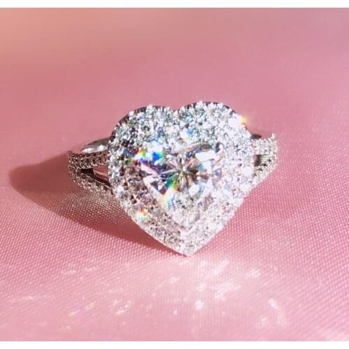 100% 18K gold ring and moissanite diamond 2ct D VVS Luxury wedding ring With national certificate SW14