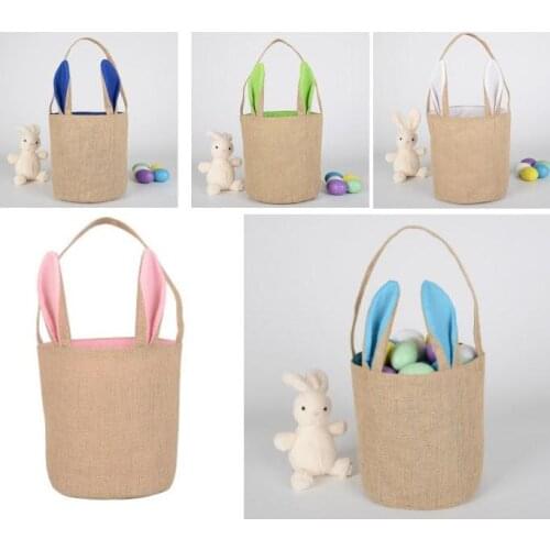 100pcs Easter Bucket Easter Tote Bag Monogram Easter Bunny Bag with Ears Handmade Gift Bag SN013