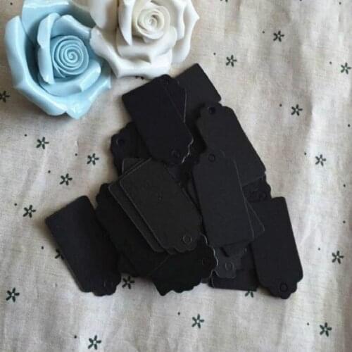 2*4cm Flower Heads Handmade Baking Blank Price Tag Black Cardboard Label Clothing Garment Tags Words Paper Id Card 600 Pcs/lot