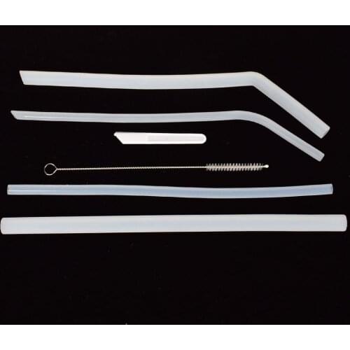 4Pcs Reusable Silicone Straw and Cleaning Brush, Boba Smoothie Straws for Water Soft Drinks Wine Smoothies Juice Milk Milkshakes