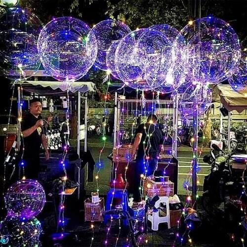 6pc BoBo LED Light Up Balloons with String Lights Balloon Bubble Helium Balloons for Party Birthday Wedding Christmas Decoration
