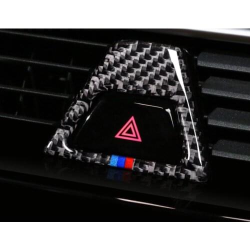 Interior Accessories carbon fiber M style Warning Light button covers Decoration auto sticker For BMW 5 Series G30