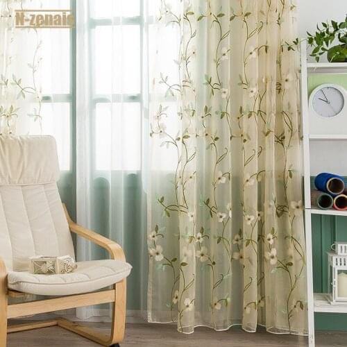 American Country Curtains Custom Pastoral Style Curtain for Bedroom Living Room Balcony Left and Right Biparting Open