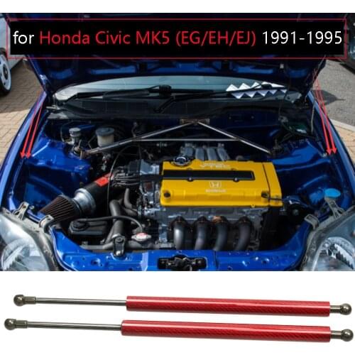 Front Hood Bonnet Damper for Honda Civic MK5 (EG/EH/EJ) 1991-1995 Modify carbon fiber Gas Struts Shock Lift Supports