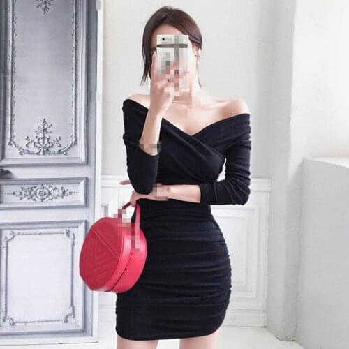 B4096 2020 Spring and autumn new womens fashion temperament V collar long sleeves show slim wrap hip dress cheap wholesale