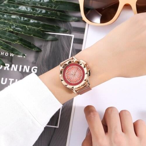 Womens Watch Reloje Mujer Fashion Flower Stainless Steel Analog Quartz Vogue Wrist Watches Clock Relogio Feminino Ladies Watch