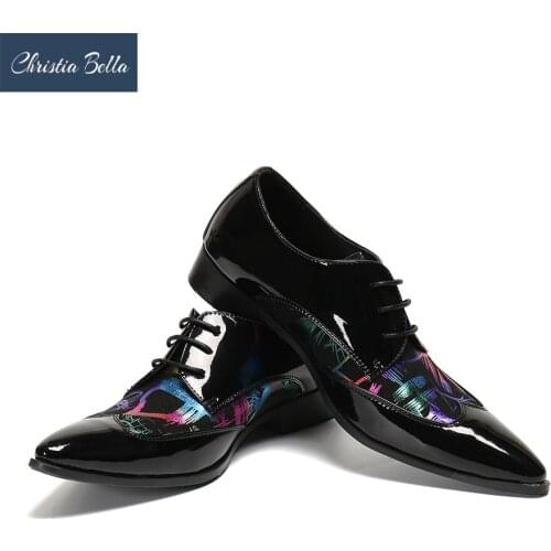 Christia Bella Personalized Mens Leather Shoes Fashion European and American Style Oxfords British Wind Nightclub Dress Shoes