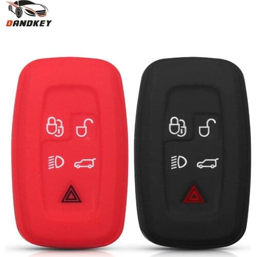Dandkey 5 Buttons Smart Silicone Car Key Case For Land Rover Discovery 4 Range Rover Sport Vouge 2009 2010 2011 2012 LR4 Evoque
