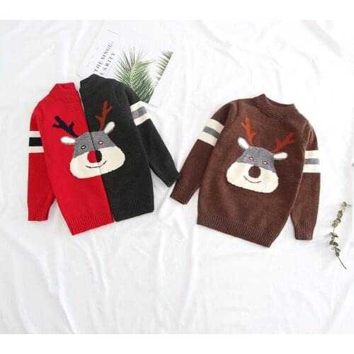 Children Christmas Clothing Baby Sweaters Elk Print Knitting Pullovers Tops Boys and Girls Cardigan Sweater Kids Wool Sweaters