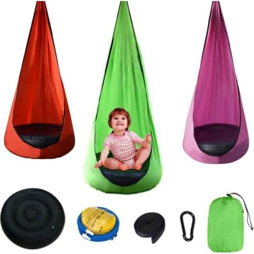 Childrens Hammock Chair Egg Chair Swing Hanging Chair Kids Pod Swing Seat With Inflatable Cushion Portable Hanging Seat LDC003