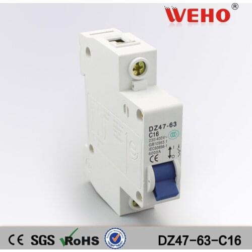DZ47-63-C16 MCB Breaker 1P 16A