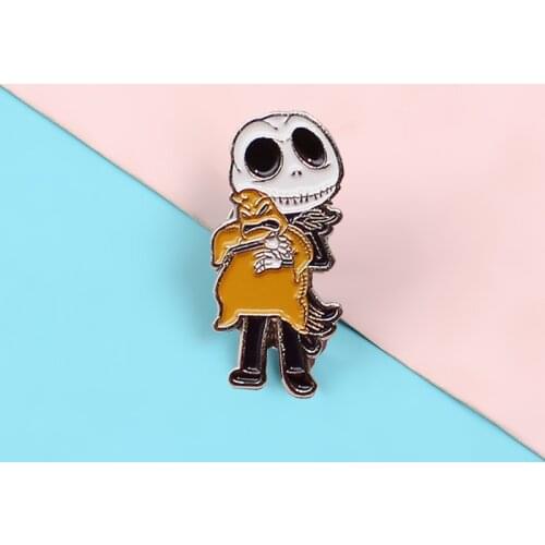 Fantasy Animation Jack Skellington The Nightmare Before Christmas Mivie Pins Skeleton Skull Brooches Jewelry Holiday Decorate