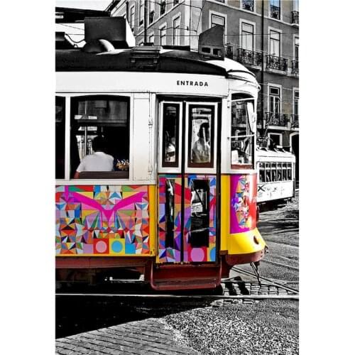 GATYZTORY Color Bus Acrylic Paint By Numbers Oil Painting For Adults DIY Kits Landscape Picture Drawing Coloring By Numbers Deco