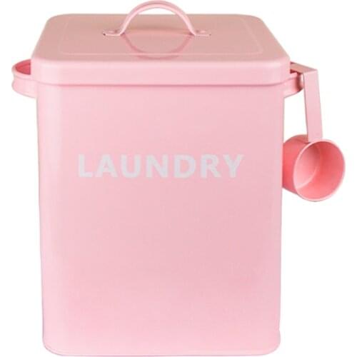 Laundry Powder Box Beautiful Powder Coating Undefined Metal Zinc Laundry Basket Washing Powder Storage Box With Scoop