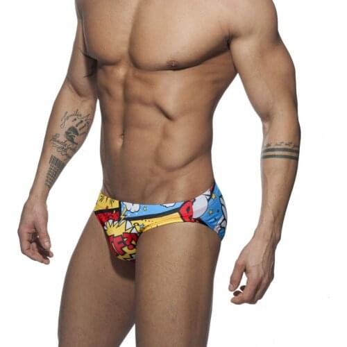 Cartoon Print Swimwear Men Swimming Trunk Brief Bikni Penis Breathable Summer Beach Sexy Gay Swimsuit Bulge Pouch Bathing Suit