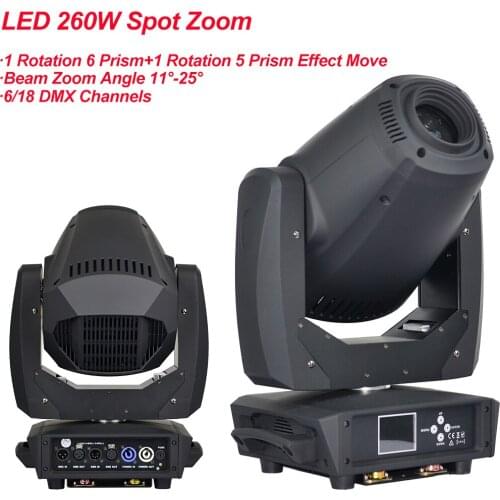 2Pcs/Lot 260W LED Spot Zoom Moving Head Light DMX512 Beam Zoom Angle 11°-25° Professional DJ Dsico Party Stage Effect Lights