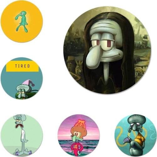 Cute cartoon Squidward Tentacles Icons Pins Badge Decoration Brooches Metal Badges For Clothes Backpack Decoration