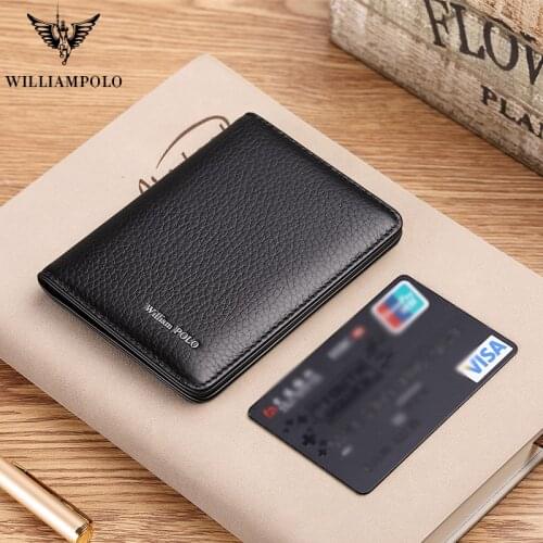 Card purse Mini wallet Men slim Travel Genuine 100% Genuine Leather Luxury Brand Credit Card Holder thin wallet 2019 new fashion