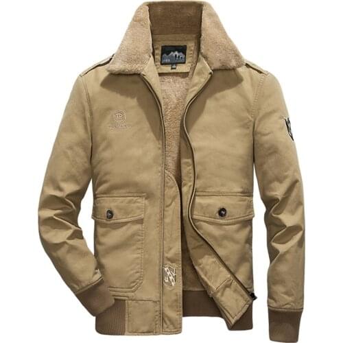 Mens Clothing Winter Jacket Men Thicken Wool Fleece Cotton Coat Outwear Windbreaker Streetwear Multi-pocket Cargo Bomber Jacket