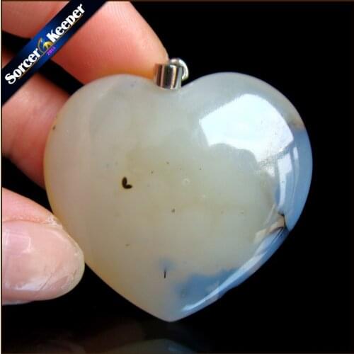 Mens Pendant Heart Shape Real Natural Moss Agates Stone Beads For Jewelry Making DIY Polar Jades Necklace Material SS972