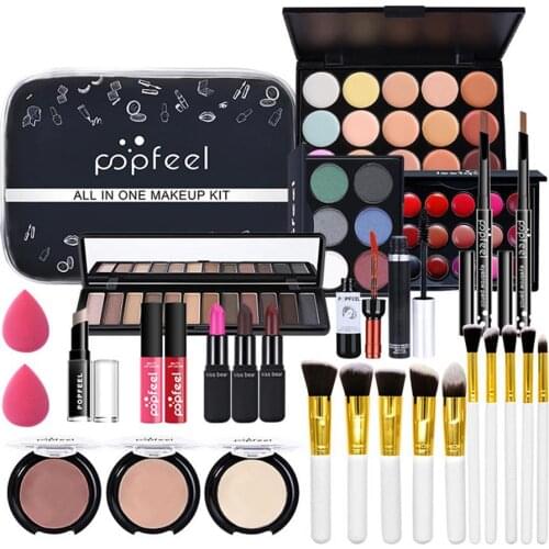 Makeup Kit Included Eyeshadow Lip Gloss Lipstick Makeup Brushes Eyebrow Concealer With Makeup Bag Makeup Gift Set