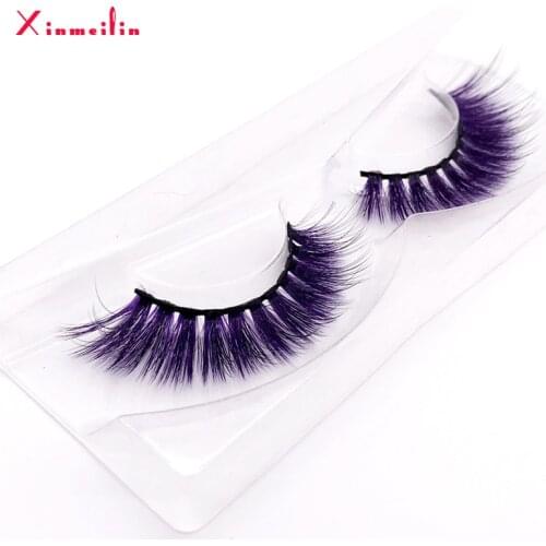 New 9D faux mink color lashes wholesale natural long fluffy individual dramatic colorful false eyelashes Makeup Extension Tools