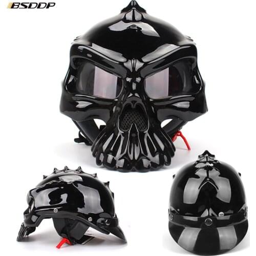New fashion Double Use Helmet Skull Motorcycle Helmet Half Face Helmets Motorbike Capacetes Casco Retro Casque for Harley