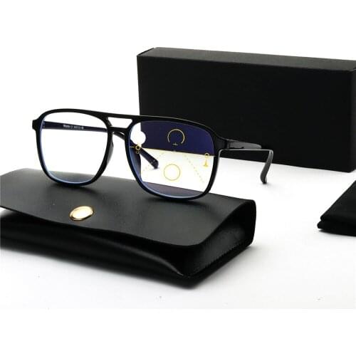 Anti-Blue Multifocal Lens Reading Glasses Men Presbyopia Hyperopia Bifocal Glasses Blue Light Blocking Computer Eyeglasses NX