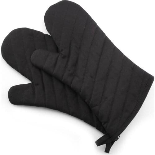 Wholesale 100pcs/lot Black Red 33*18 43*18CM 280Degree Resistent Heavy Duty Thick Cotton Oven Gloves 2 Patterns