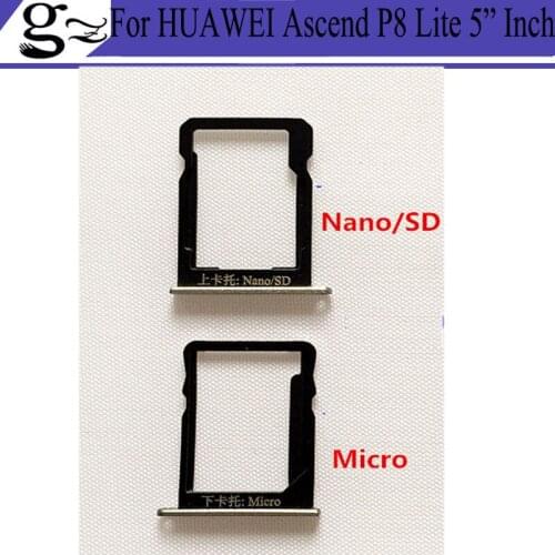 Original For HUAWEI Ascend P8 Lite UP Nano Sim + Micro SD Card Tray Holder Slot Socket Replacement Flex Cable Parts