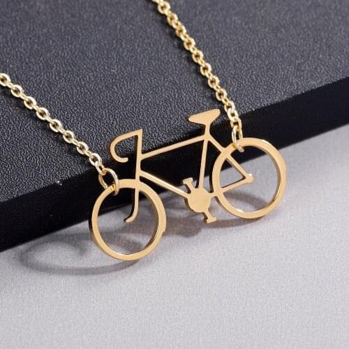 Stainless Steel Necklace For Women 2021 Classic Bicycle Choker Pendant Necklace Charms Gold Silver Color For Men Jewelry Gift