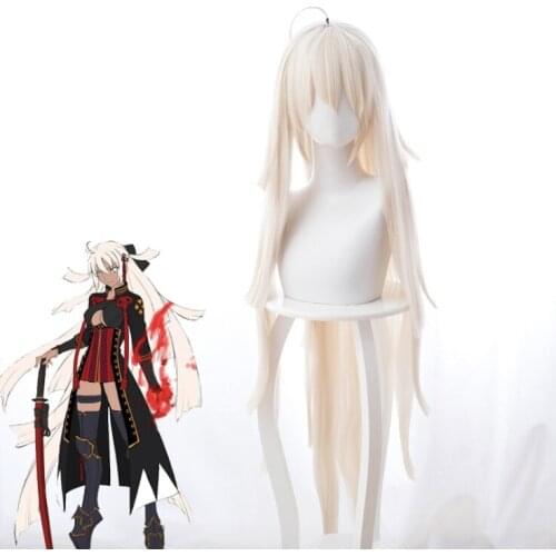 Fate/Grand Order Cosplay Wig Okita Souji 120CM Long Cosplay Wigs Halloween Carnival Women Cosplay Wigs