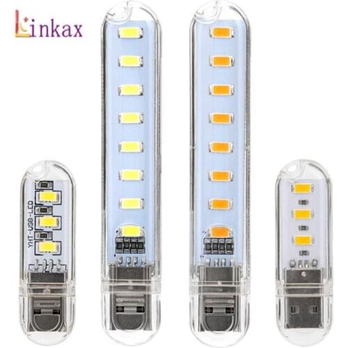 Mini Portable USB LED Lamp 5V 1.5W Super Bright Book Light Reading Lamp For Power Bank PC Laptop Notebook 3LED/8LED USB Light