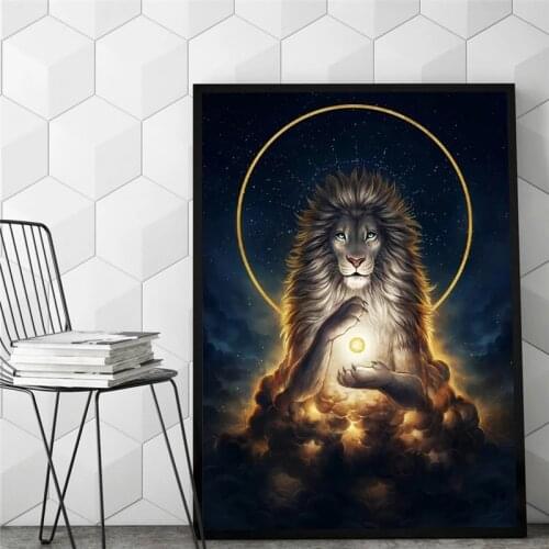 Nordic Posters Abstract Animal Lion Owl Wolf Galaxy Canvas Painting and Prints Wall Art Pictures for Living Room Home Decor