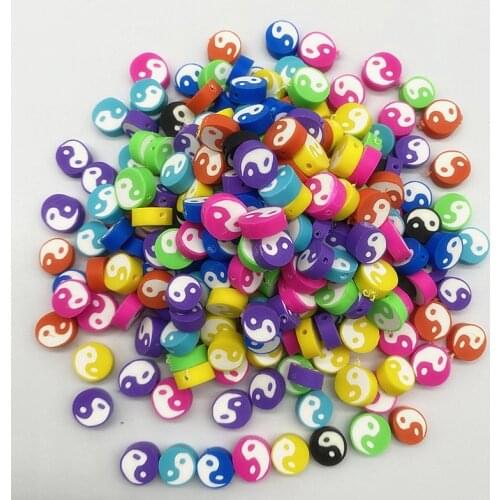 30pcs/Lot 10mm Tai Ji Shape Clay Spacer Beads Polymer Clay Beads for Jewelry Making DIY Handmade Accessories