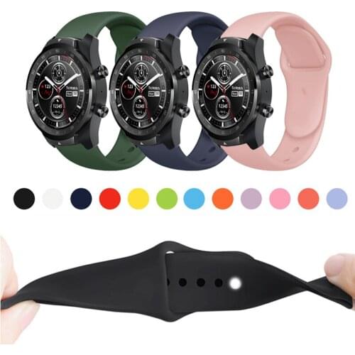 20mm 22mm Soft Silicone Watch Strap Band For Ticwatch Pro 3 E2 S2 GTX Replacement Sport Bracelet