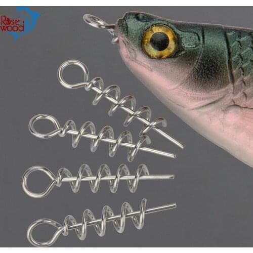RoseWood 50pc Soft Lure Bait Hook Pin Spring Fixed Lock Fishing Screw Needle Worm Stainless Steel Connector Fishing Screw Needle