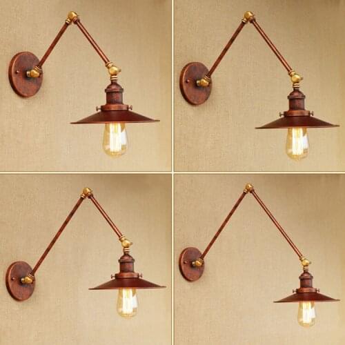 Loft Style Swing Arm Edison Wall Sconce Bedside Wall Lamp Iron Vintage Wall Light Fixtures For Home Indoor Lighting Lampara