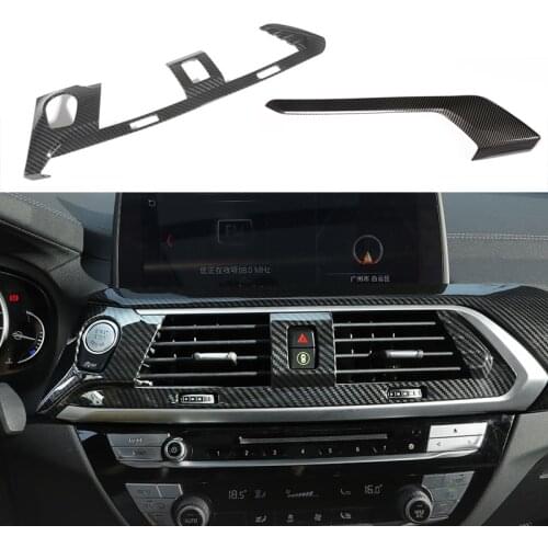 Car Styling Carbon Fiber Car Air Vent Cover Trim Decorative Strip Stickers for BMW X3 G01 2017 2018 Interior Auto Accessories
