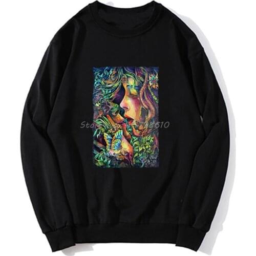 Trippy Psychedelic Art Watercolor Girls Kiss LSD MDMA Acid Albert Hofmann Dmt Swag Hipster hoodies Men Spring Autumn Hoodies