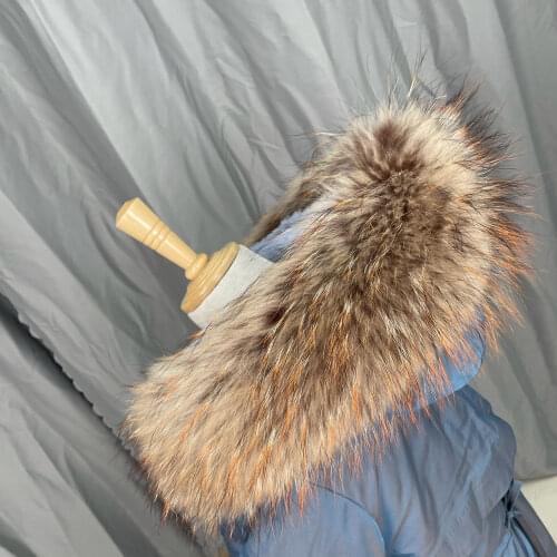 Real Raccoon Fur Collar Womens 100% Natural Fur Gray Collar Real Fur Shawl Raccoon collar Fur Scraves Orange