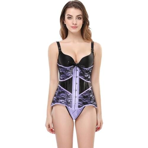 Fiber Win Purple Noble Corset Sexy Top Party Clothing Women Lace Up Corset Tops Thong Wholesale Бюстье и корсеты