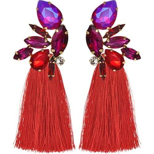 ZHINI 2019 Long Tassel Earrings for Women Bohomia Vintage Crystal Drop Statment Earrings Jewelry accesorios mujer
