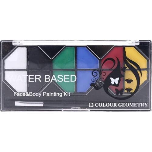 15 Colors Face Painting Body Makeup Non Toxic Water Soluble Paint with 2 Brushes