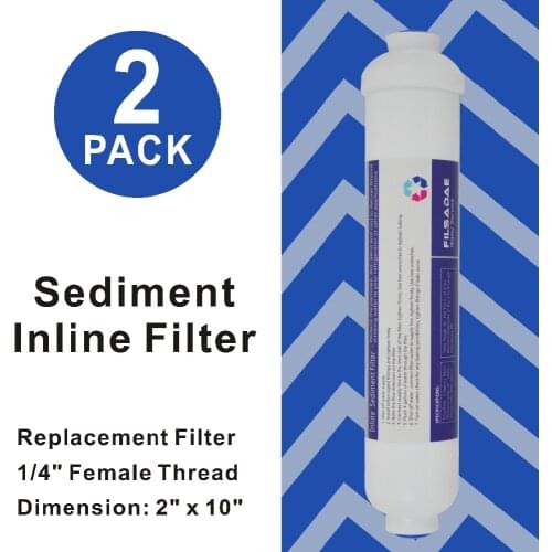 2 Pack Reverse Osomsis and Water Purifier Replacement Filters 2" OD x 10-Inch T33 Inline Sediment Filter 2000 Gal., 1/4" female