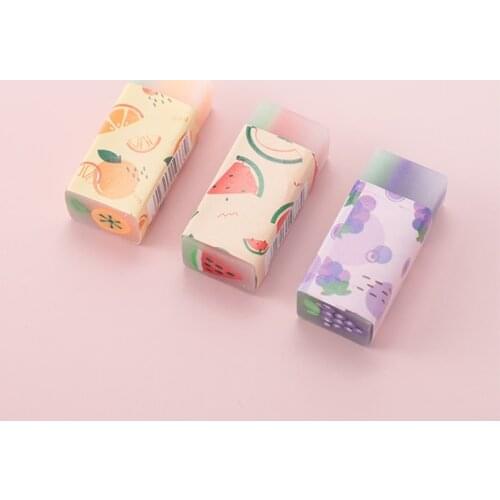 3pcs Fruite Soft Rubber Eraser Student Drawing Plasticine Pencil Eraser Art M17F
