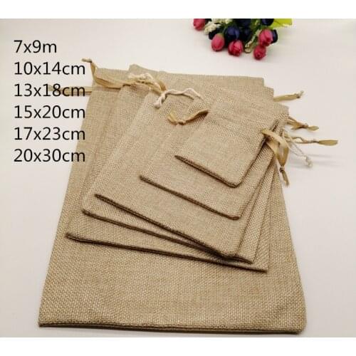 5pcs Fabric Jute Bags Gift Packaging Bag Gift Bag Drawstring Cotton Bag for Christmas Party Wedding Jewelry Pouches Diy Handmade